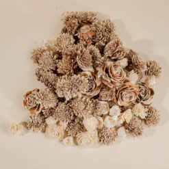 400 Random Assorted Wood Flowers